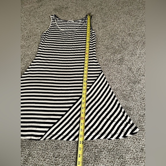 CALVIN KLEIN 10 M Asymmetrical Black & White Striped Knit Tank Dress R $69 - Picture 9 of 9